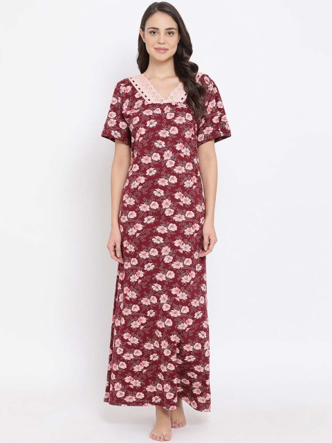 

Kanvin Maroon & Pink Printed Nightdress