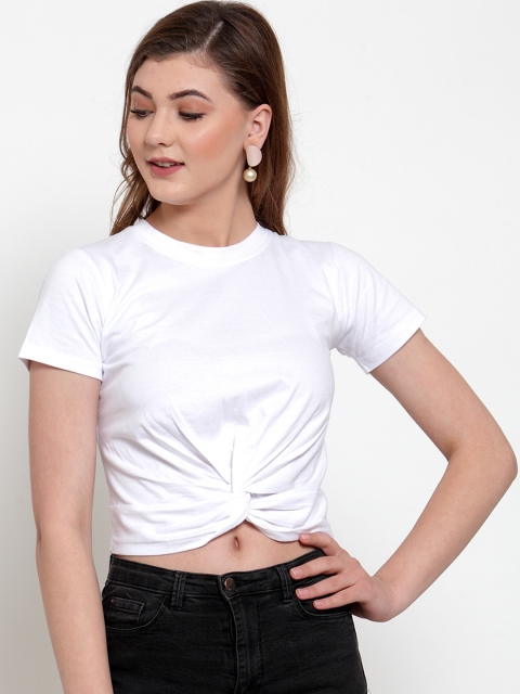 

Everlush Women White Solid Crop Top