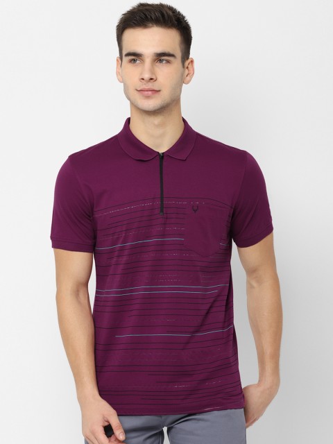 

Allen Solly Men Purple Striped Polo Collar T-shirt