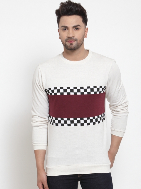 

armure Men White & Maroon Colourblocked Sweatshirt