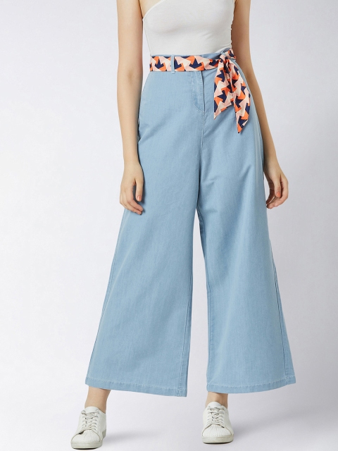 Miss Chase Women Blue Flared High-Rise Clean Look Stretchable Jeans