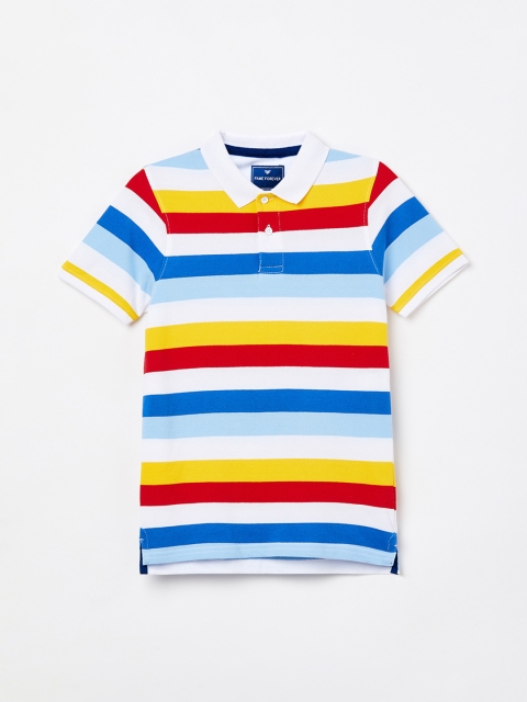 

Fame Forever by Lifestyle Boys Multicoloured Striped Polo Collar T-shirt, Multi
