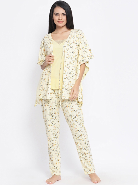 

Kanvin Women Yellow Solid Night Suit Set