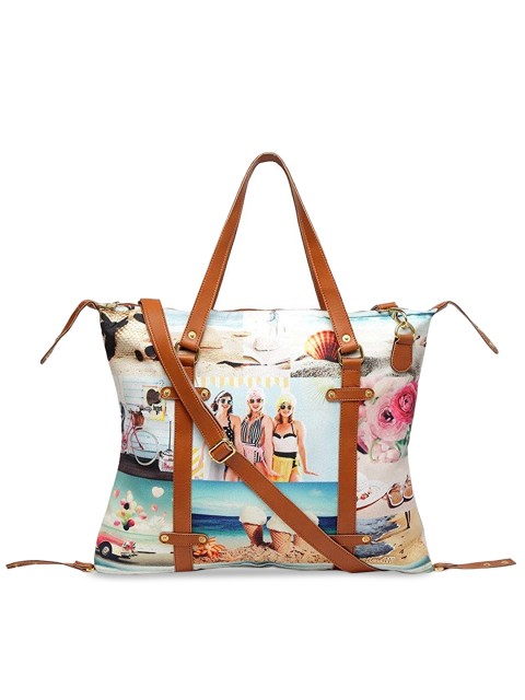 

BandBox White & Blue Printed Handheld Bag