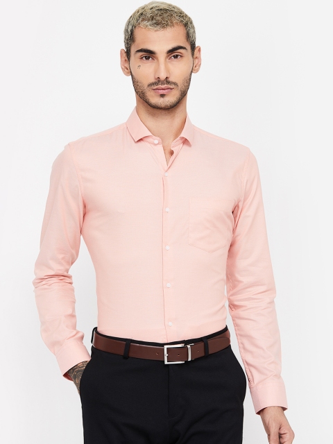 

CODE by Lifestyle Men Peach-Coloured Slim Fit Solid Formal Shirt