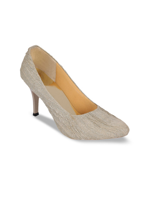 

Sole To Soul Women Gold-Toned Textured Pumps