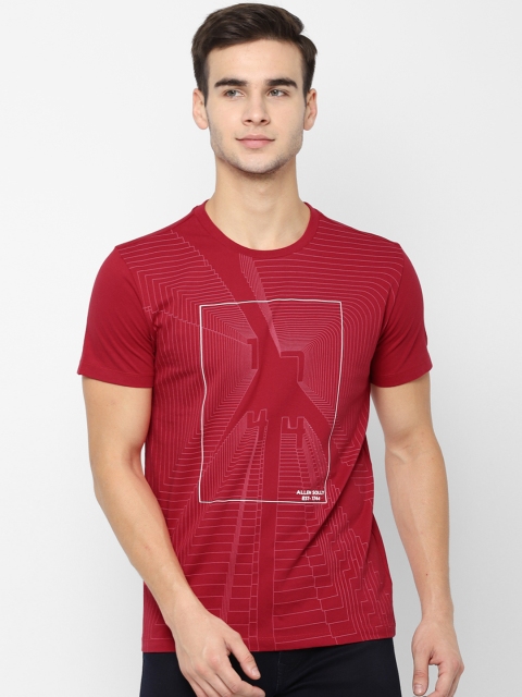 

Allen Solly Sport Men Red Striped Round Neck T-shirt