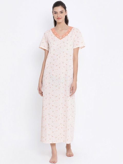 

Kanvin Peach-Coloured & Off-White Printed Nightdress