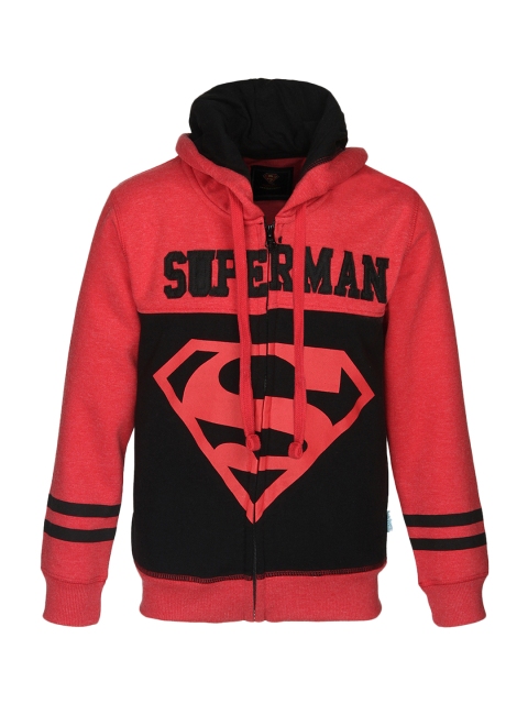 

Kids Ville Boys Red & Black Superman Printed Hooded Sweatshirt
