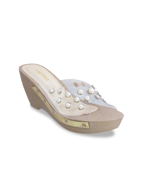 

Metro Women Beige Embellished Wedges