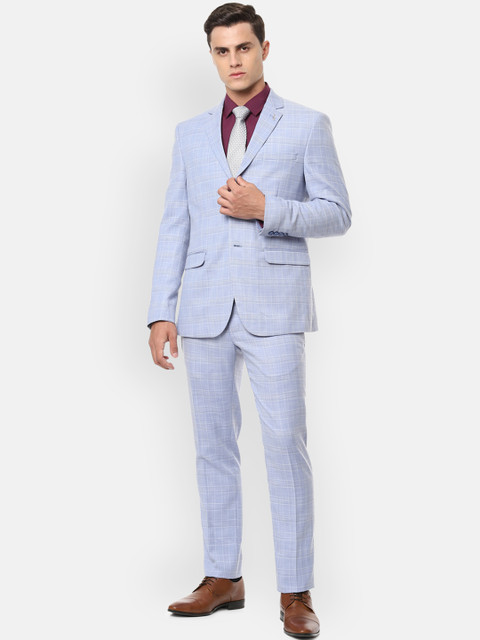 

Van Heusen Men Blue Checked Slim-Fit Single-Breasted Formal Suit