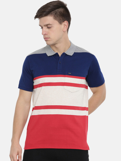 

Proline Men Red Colourblocked Polo Collar T-shirt
