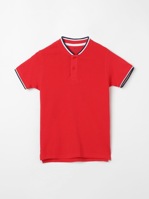 

Fame Forever by Lifestyle Boys Red Solid Henley Neck T-shirt