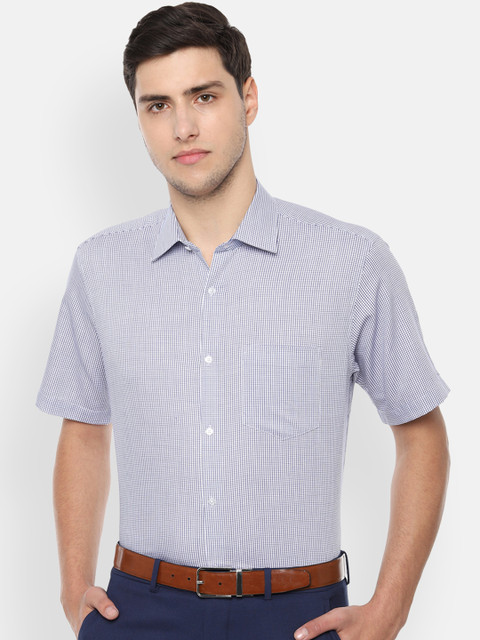 

Van Heusen Men Blue & White Regular Fit Checked Formal Shirt
