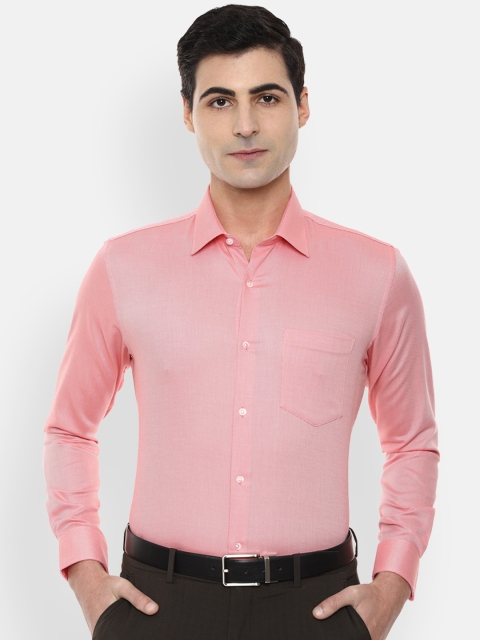 

Van Heusen Men Peach-Coloured Slim Fit Self Design Formal Shirt