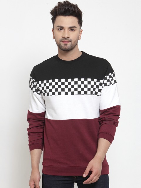

armure Men Maroon & White Colourblocked Sweatshirt