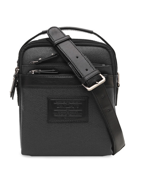 

Da Milano Men Black Solid Leather Messenger Bag