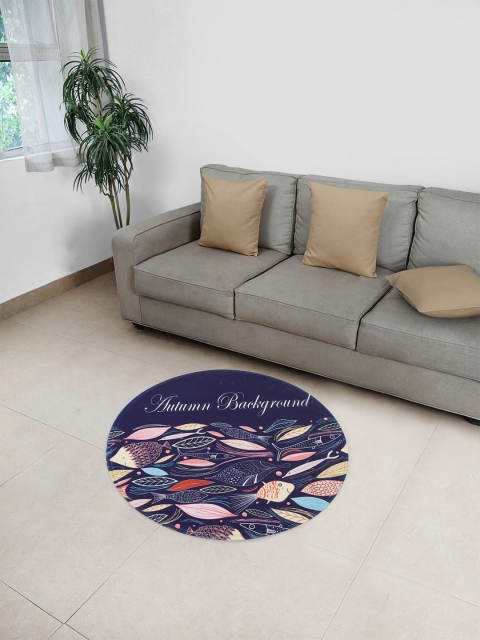 

Cortina Blue Printed Round Doormat
