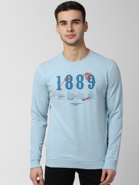 

Peter England Casuals Men Blue Printed Sweatshirt