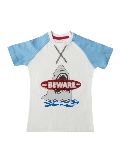 

Kid Studio Boys White Printed Round Neck T-shirt