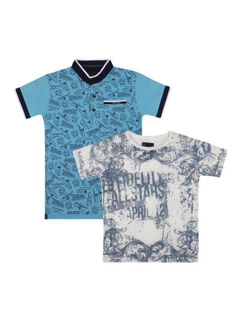

Lil Tomatoes Boys Pack Of 2 Printed Round Neck T-shirt, Turquoise blue