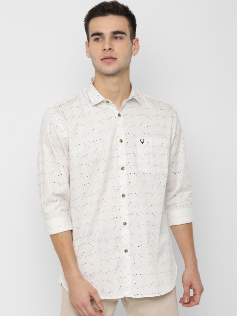 

Allen Solly Men Cream-Coloured Slim Fit Printed Casual Shirt