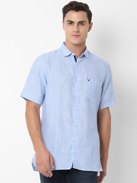 

Allen Solly Men Blue Slim Fit Striped Casual Linen Shirt