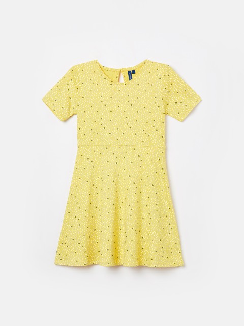 

Fame Forever by Lifestyle Girls Yellow Polka Dots Printed Fit and Flare Dress