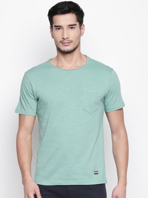 

Urban Ranger by pantaloons Men Green Solid Round Neck Pure Cotton T-shirt