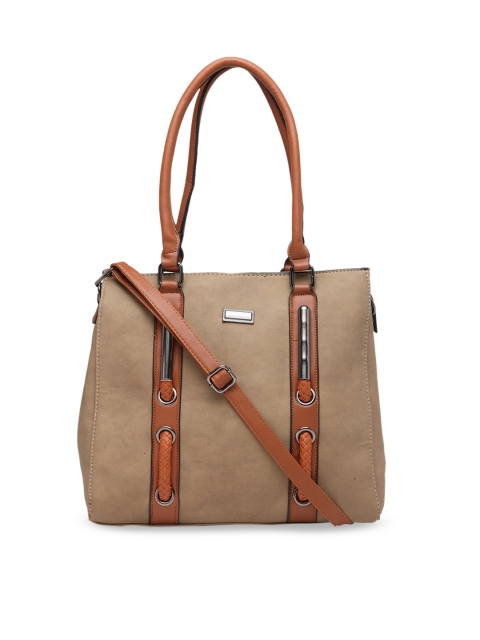 

Ladida Khaki Colourblocked Handheld Bag