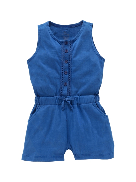 

KiddoPanti Girls Blue Solid Basic Jumpsuit