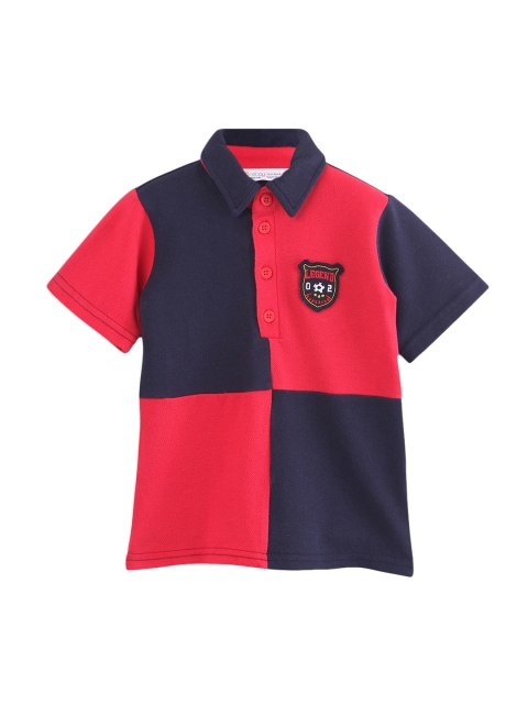 

Beebay Boys Navy Blue & Red Colourblocked Polo Collar T-shirt
