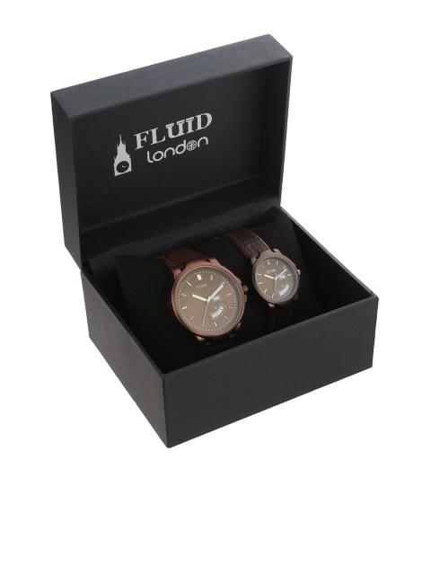 

FLUID His & Her Brown Analogue Couple Watch Gift Set FLW-747PR-BR01