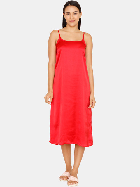 

Zivame Women Red Solid Nightdress