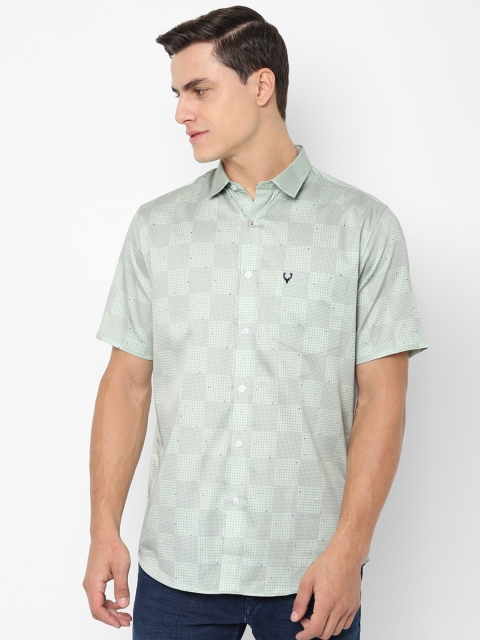 

Allen Solly Men Green & Grey Slim Fit Checked Casual Shirt