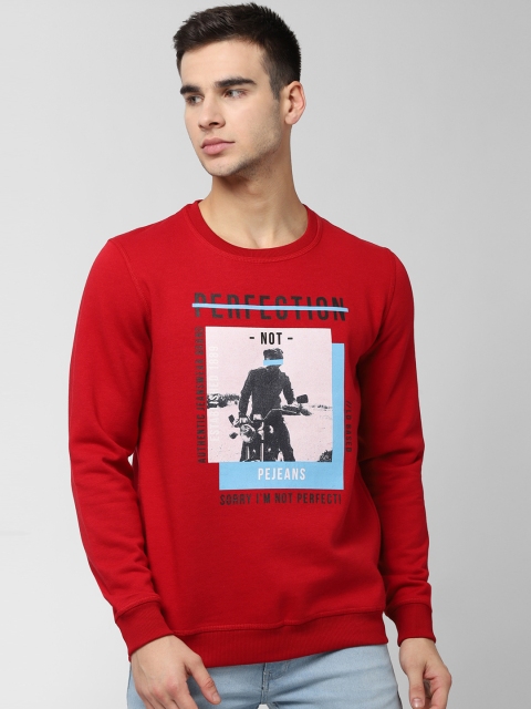 

Peter England Casuals Men Red Printed Sweatshirt