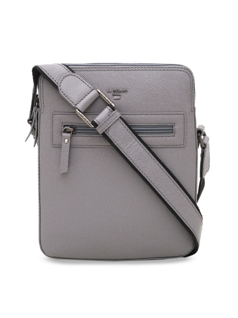 

Da Milano Men Grey Solid Leather Messenger Bag