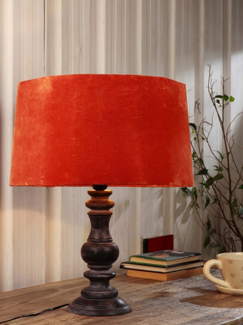

Grated Ginger Orange & Brown Solid Bedside Table Lamp with Shade