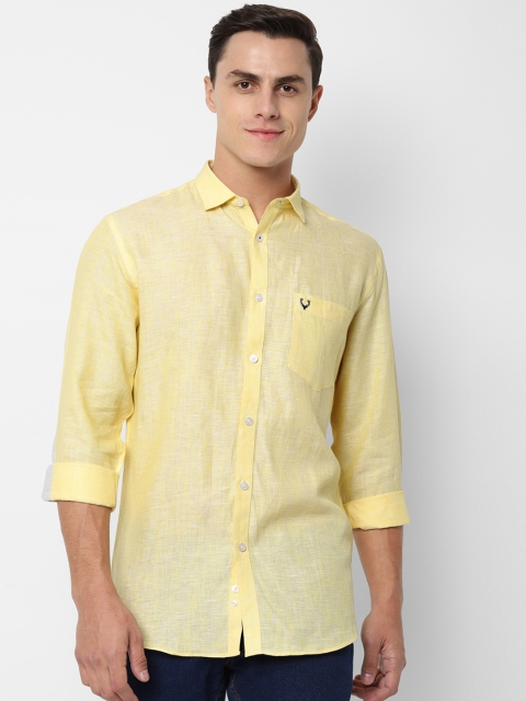 

Allen Solly Men Yellow Slim Fit Solid Linen Casual Shirt