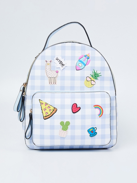 

Ginger by Lifestyle Women Blue & White Geometric Backpack