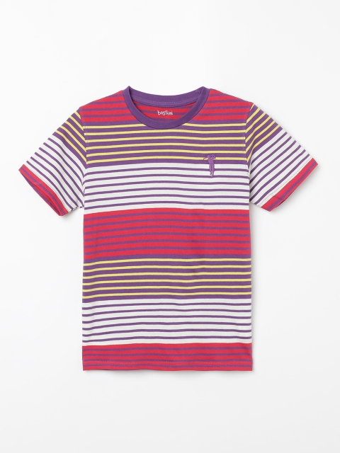 

Bossini Boys Pink & White Striped Round Neck T-shirt