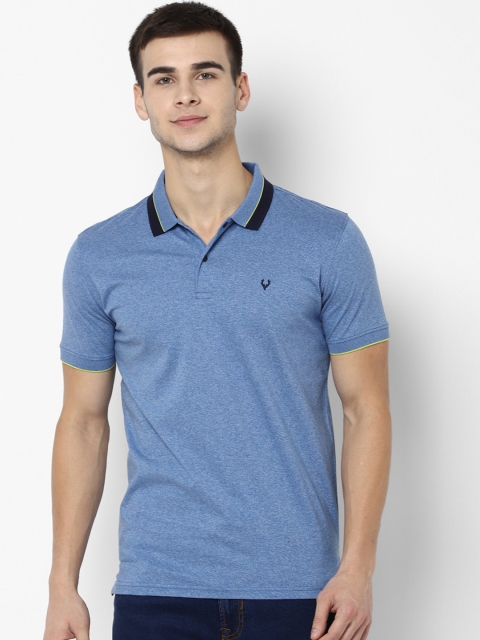 

Allen Solly Men Blue Solid Polo Collar Pure Cotton T-shirt
