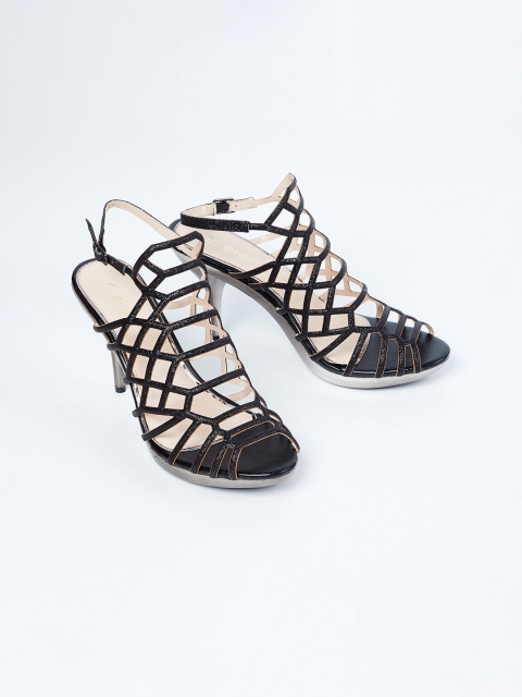 

Ginger by Lifestyle Women Black Textured Gladiator Stilletos