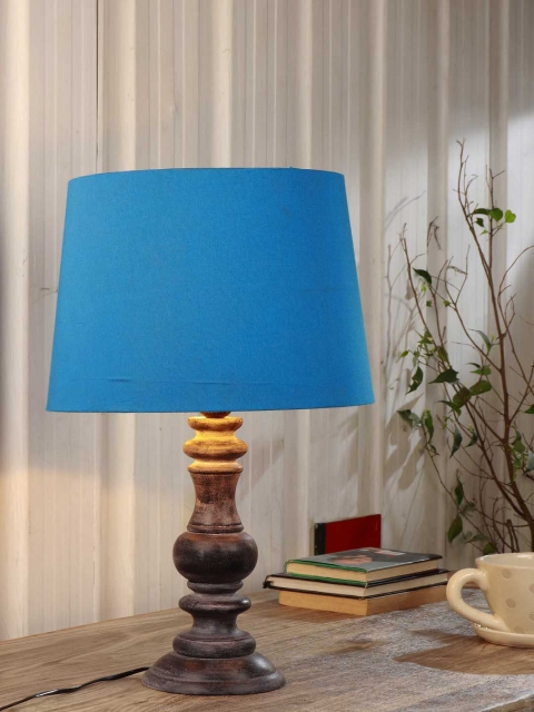 

Grated Ginger Blue & Brown Solid Bedside Table Lamp with Shade
