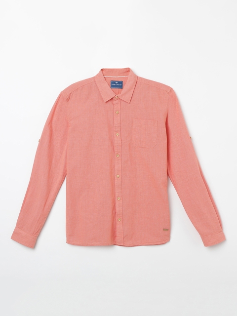 

Fame Forever by Lifestyle Boys Coral Orange Slim Fit Self Design Casual Shirt