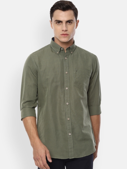 

Van Heusen Sport Men Olive Green Slim Fit Solid Casual Shirt