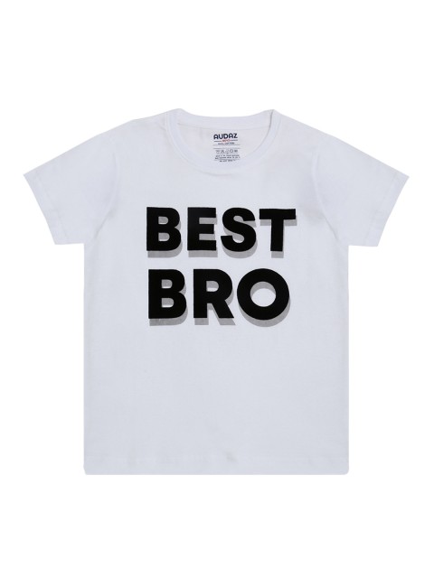 

AUDAZ Boys White Printed Round Neck Pure Cotton T-shirt