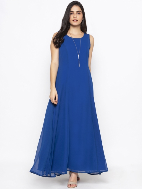 

Iti Women Blue Solid Maxi Dress