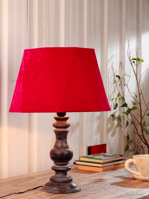 

Grated Ginger Pink & Brown Solid Bedside Table Lamp with Shade