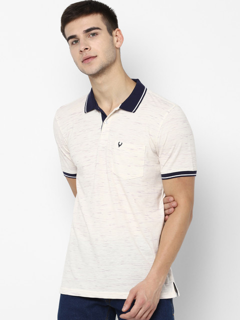

Allen Solly Men Cream-Coloured Solid Polo Collar T-shirt